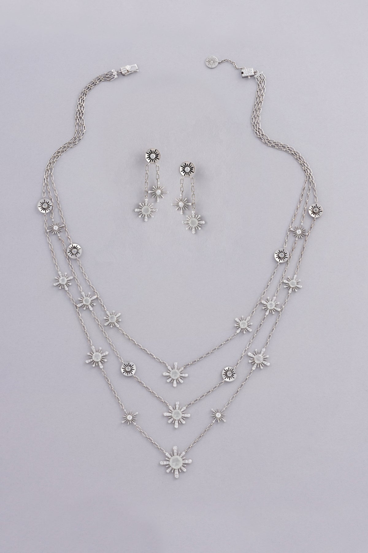 CROWN Cascade Earrings, White Gold, Rose-cut Diamonds