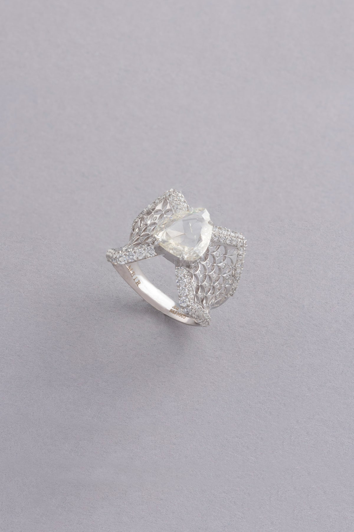 Bow Ring, White Gold, Rose-cut Diamonds