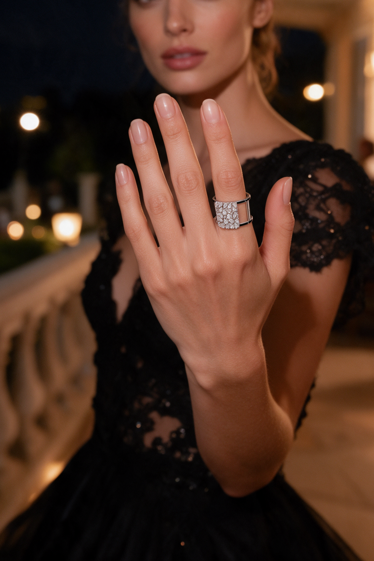 Mosaic Ring, White Gold, Rose-cut Diamonds and Ceramic Enamel