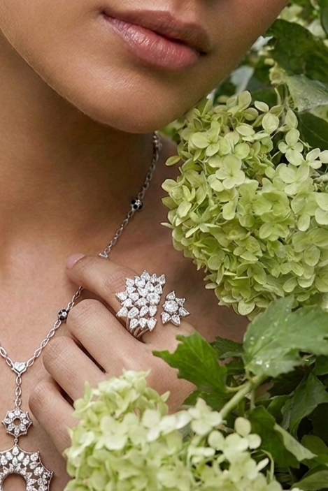WEB Lace Ring, White Gold, Rose-cut Diamonds