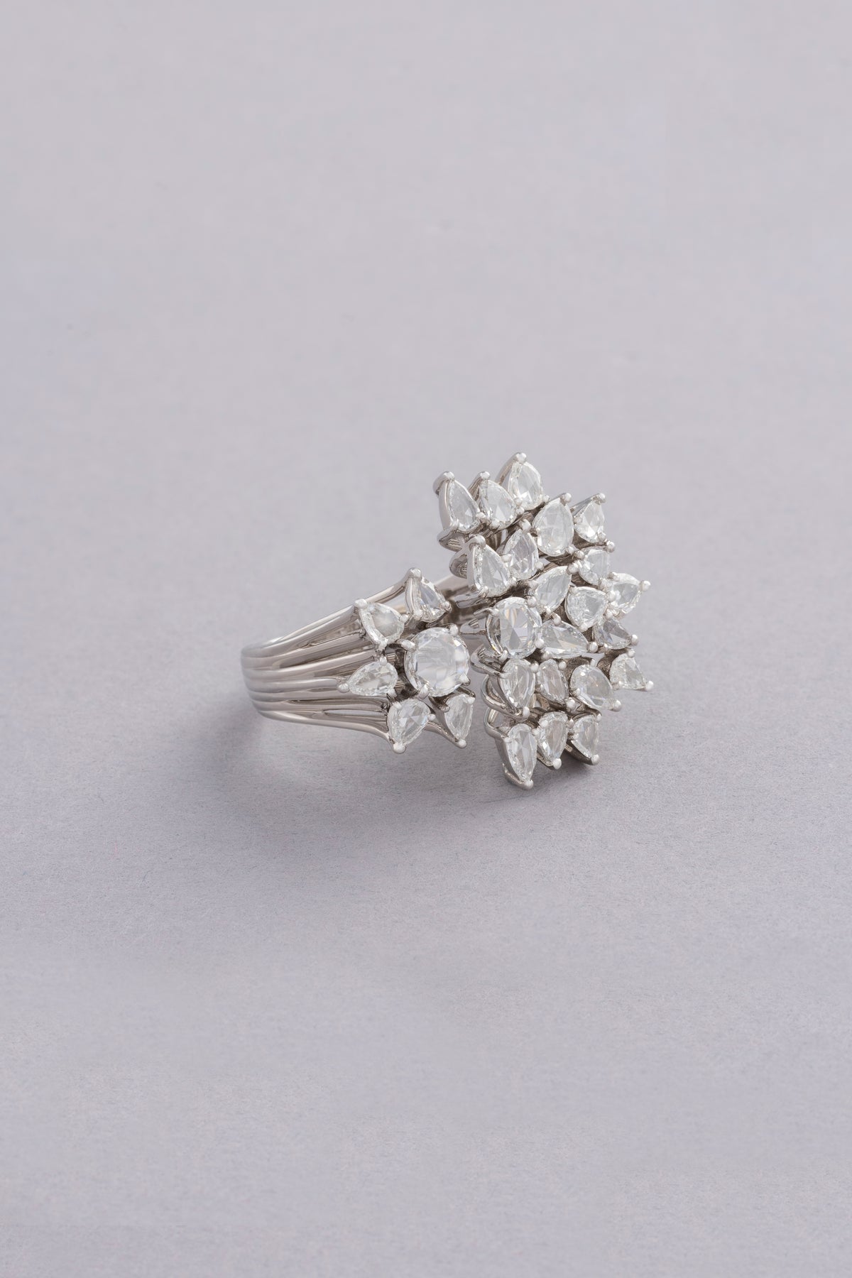 WEB Lace Ring, White Gold, Rose-cut Diamonds