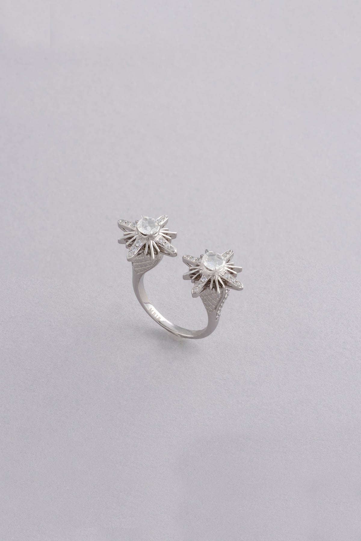 CROWN Sequence Ring, White Gold, Rose-cut Diamonds