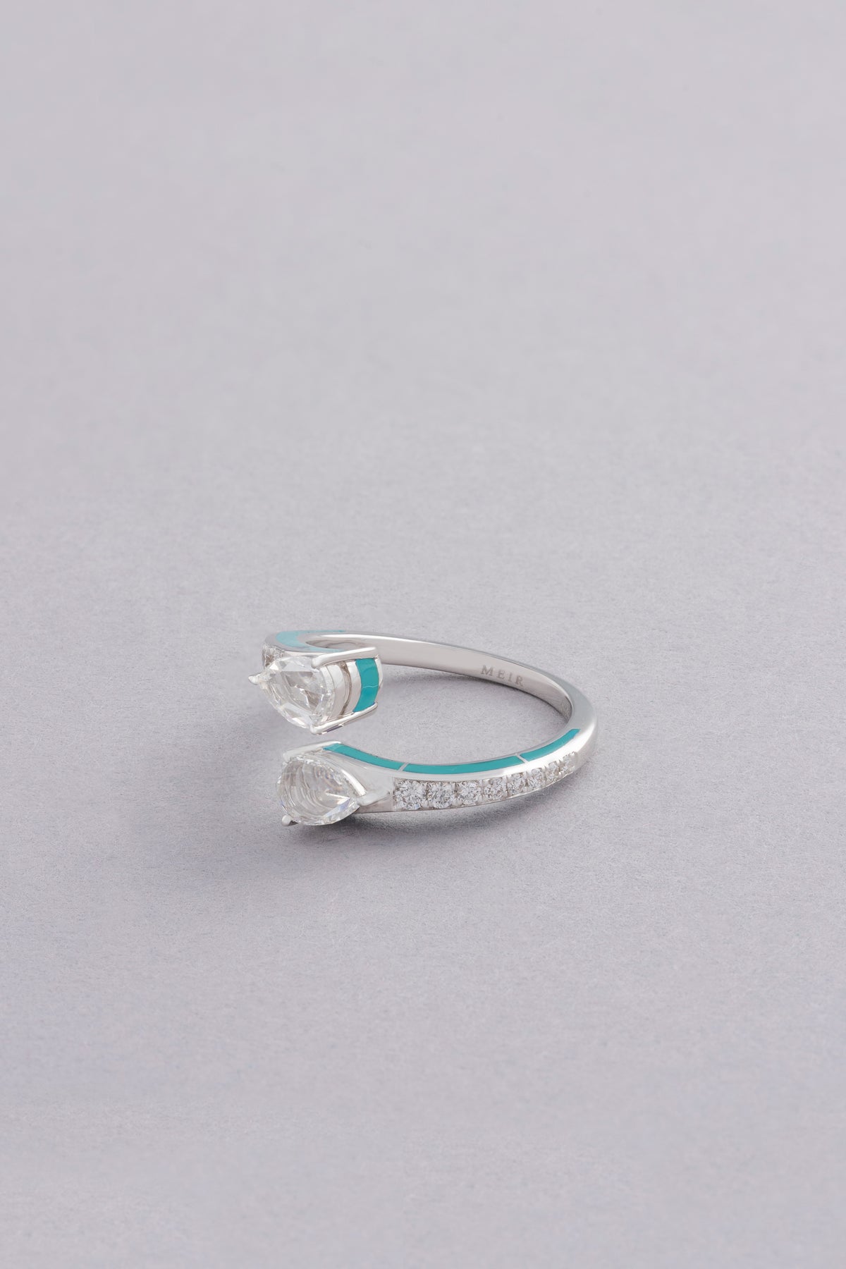 DEW Ripple Ring, White Gold, Rose-cut Diamonds and Ceramic Enamel