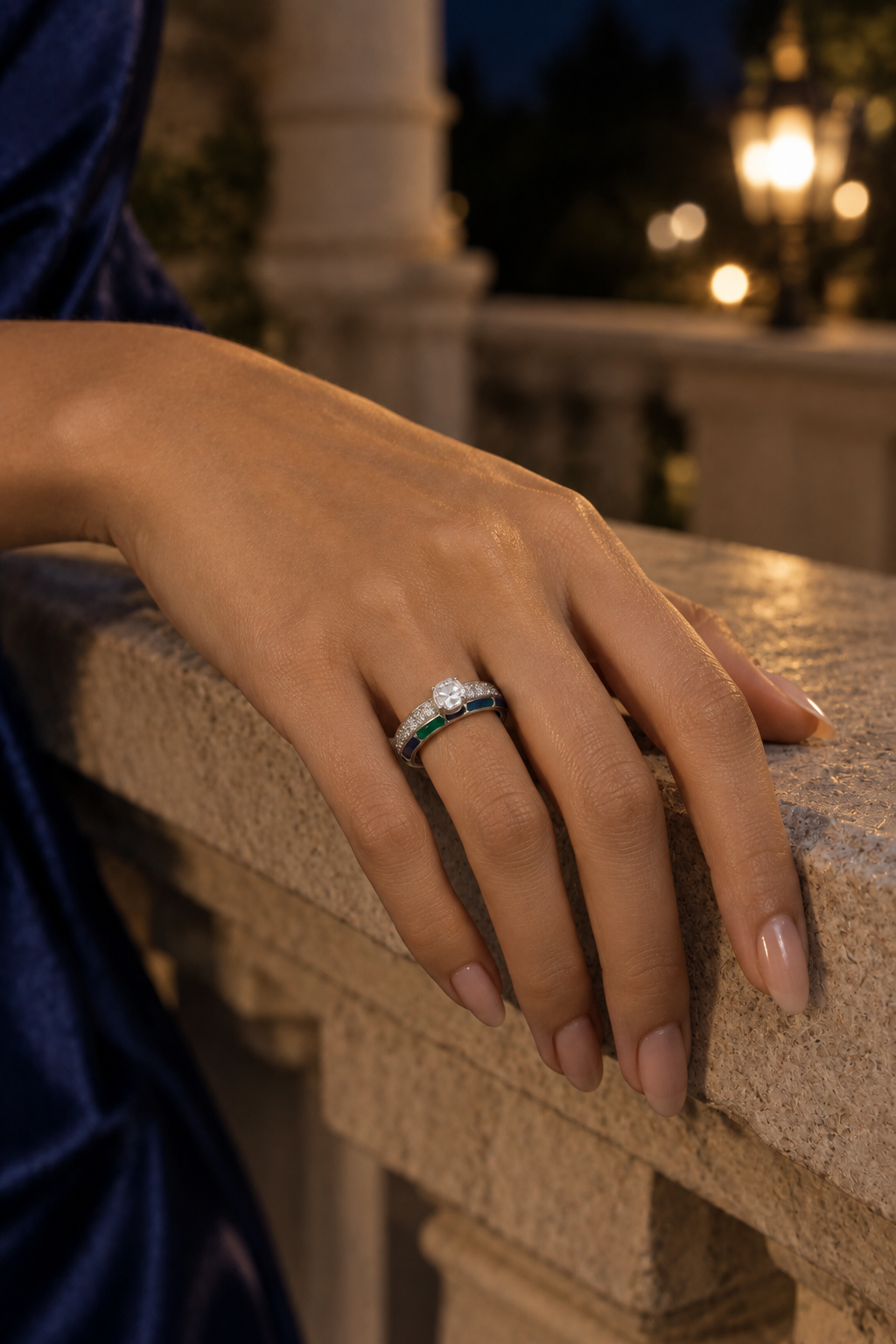 FLUTTER Petal Ring, White Gold, Rose-cut Diamonds and Ceramic Enamel