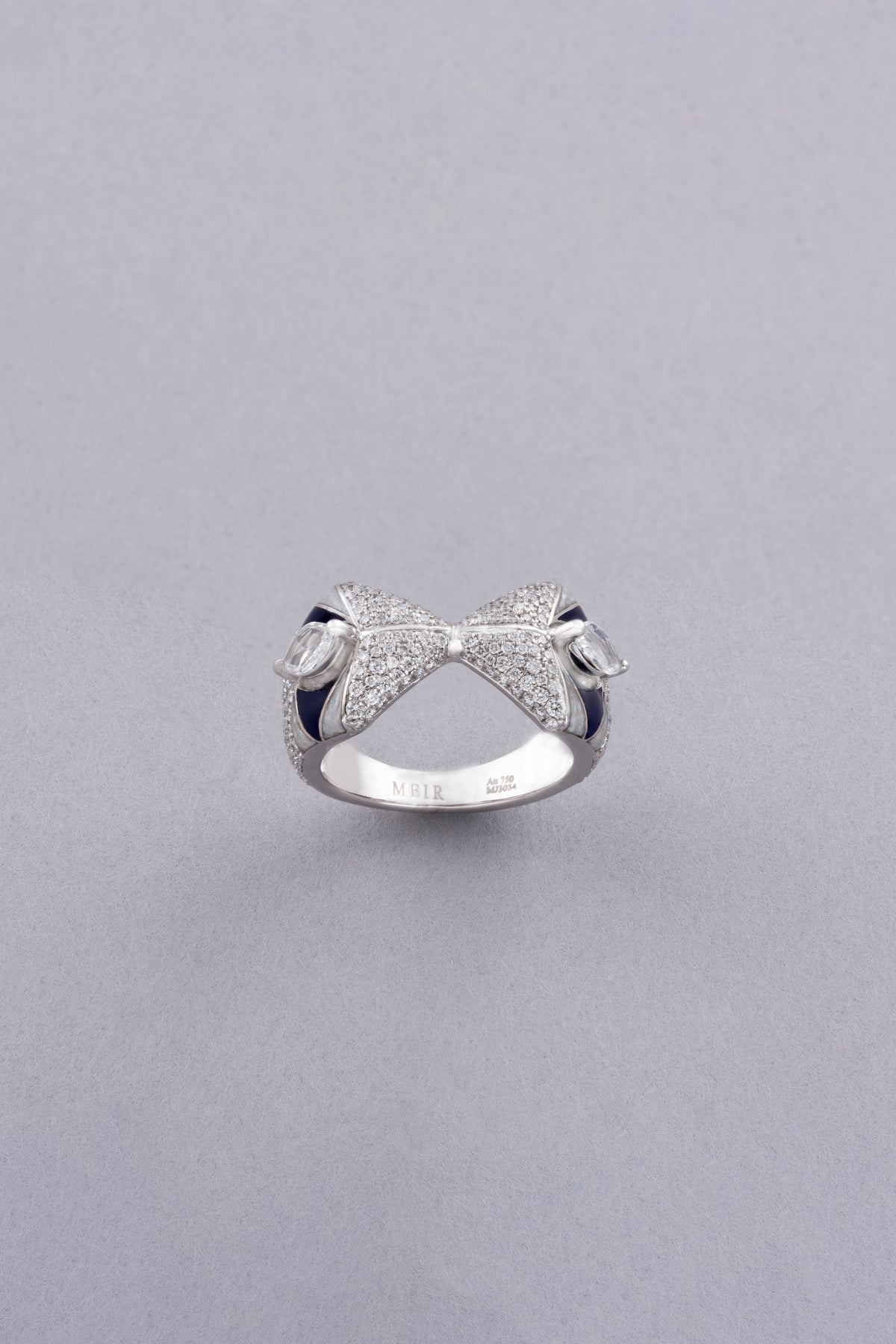 PRISM Deco Ring, White Gold, Rose-cut Diamonds and Ceramic Enamel