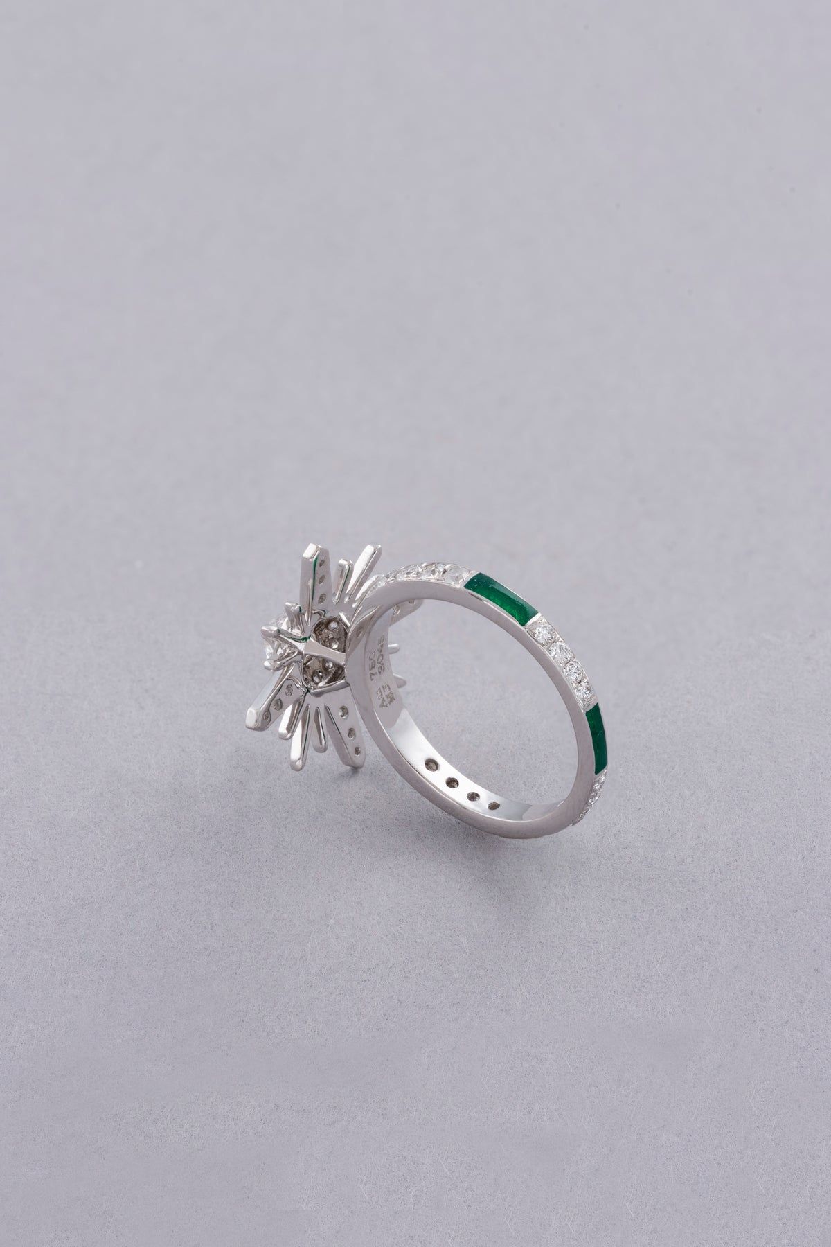 CROWN Medallion Ring, White Gold, Rose-cut Diamonds and Ceramic Enamel