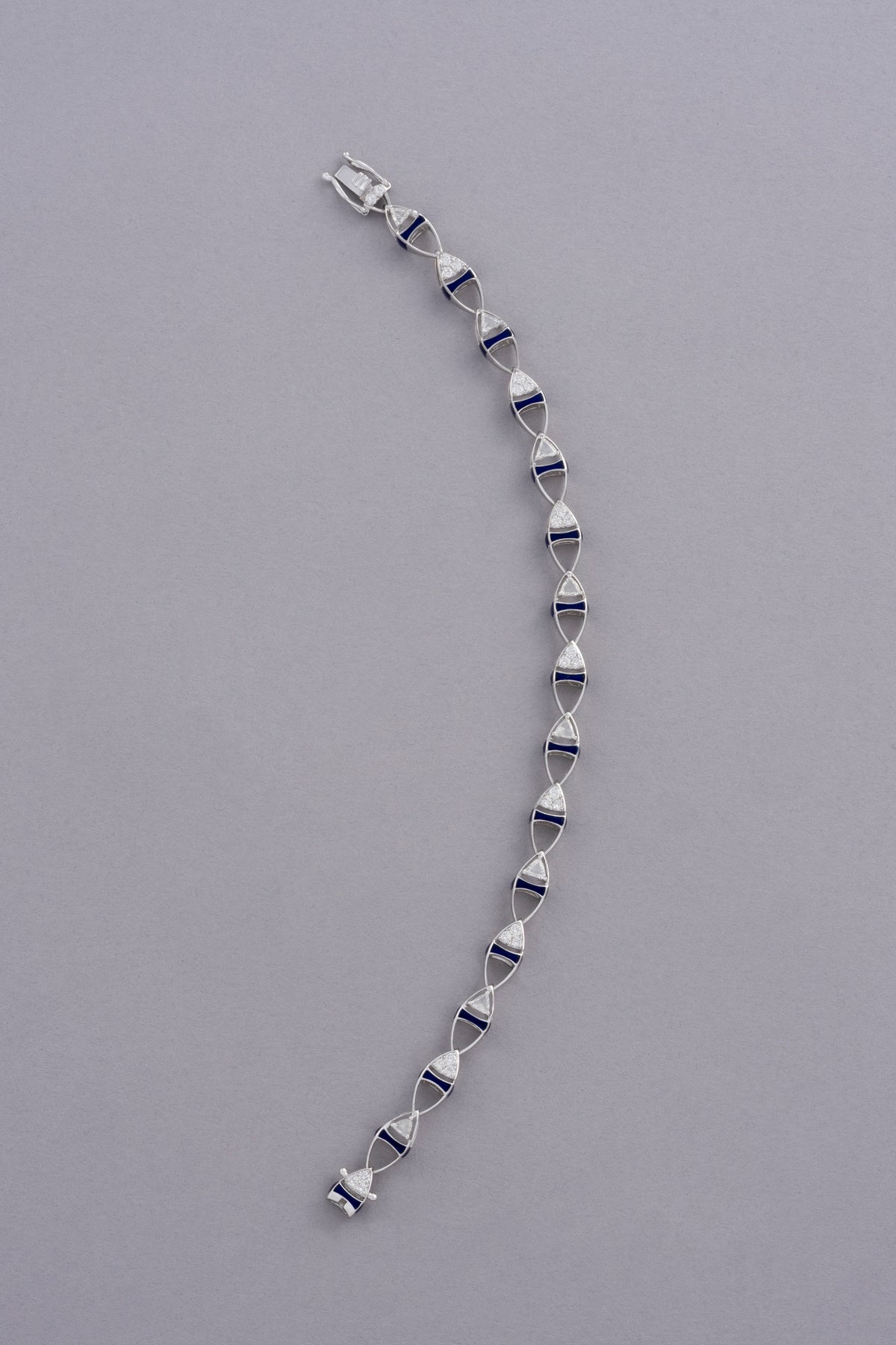 DEW Lariat Bracelet, White Gold, Rose-cut Diamonds and Ceramic Enamel