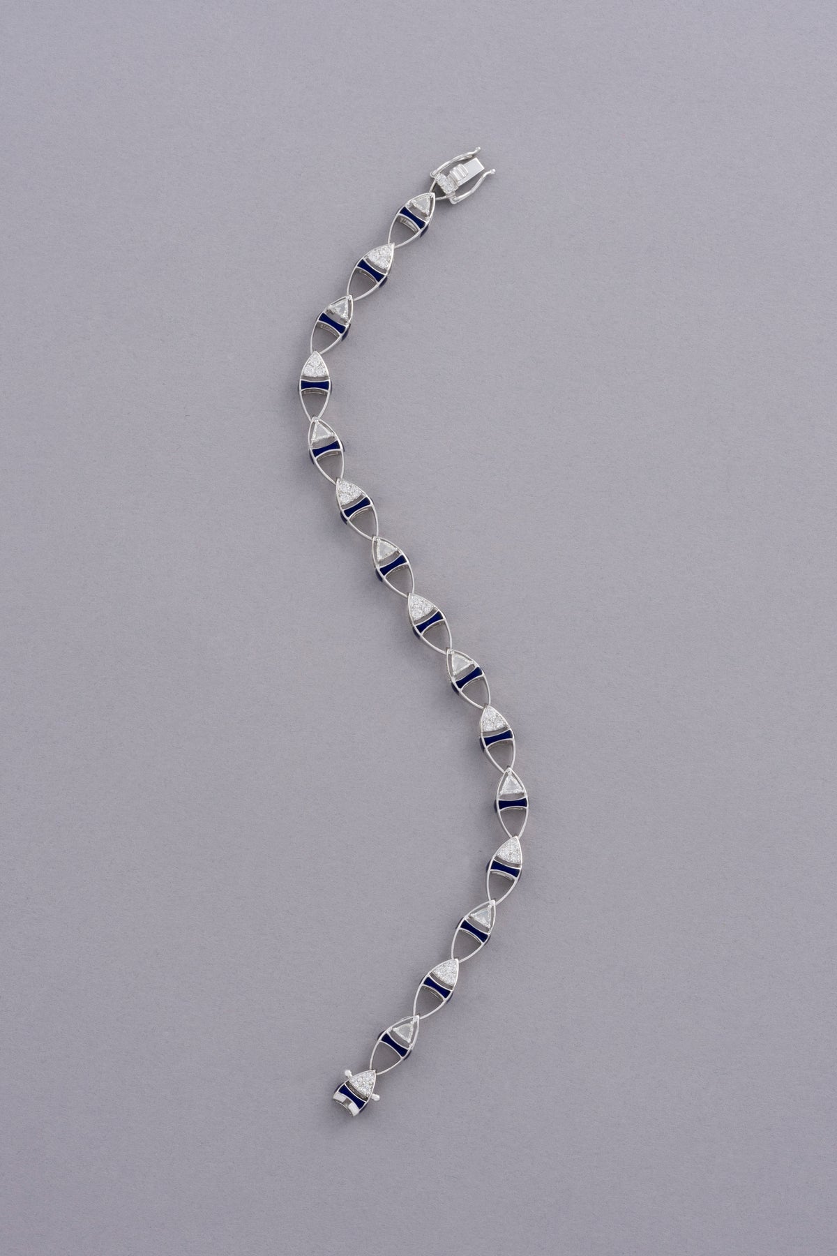 DEW Lariat Bracelet, White Gold, Rose-cut Diamonds and Ceramic Enamel