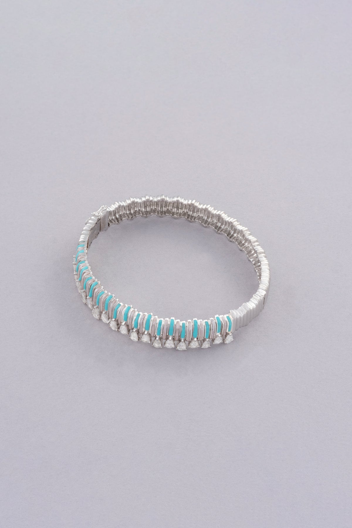 Fringe Bracelet, White Gold, Rose-cut Diamonds and Ceramic Enamel
