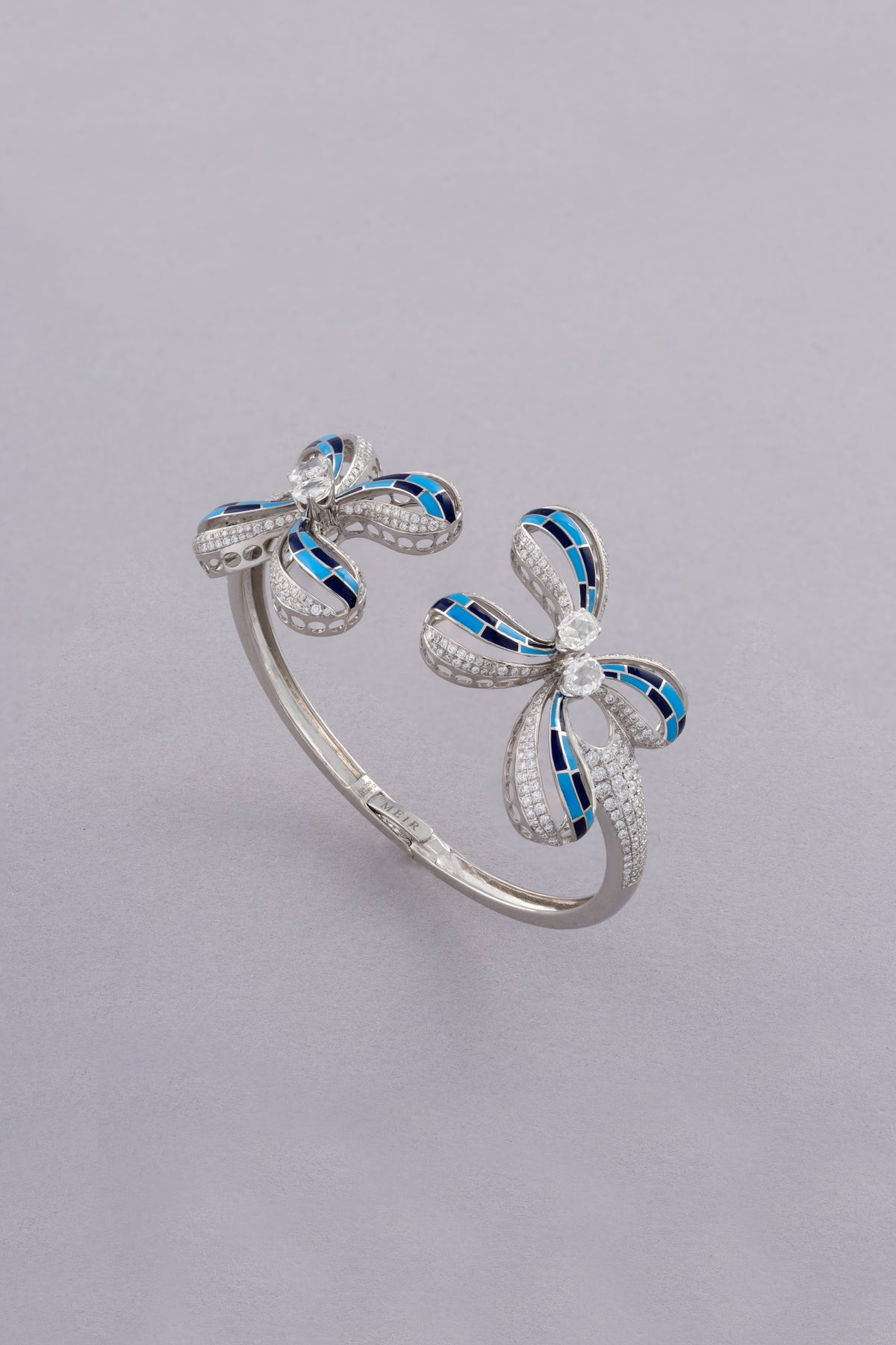 FLUTTER Butterfly Cascade Bracelet, White Gold, Rose-cut Diamonds and Ceramic Enamel