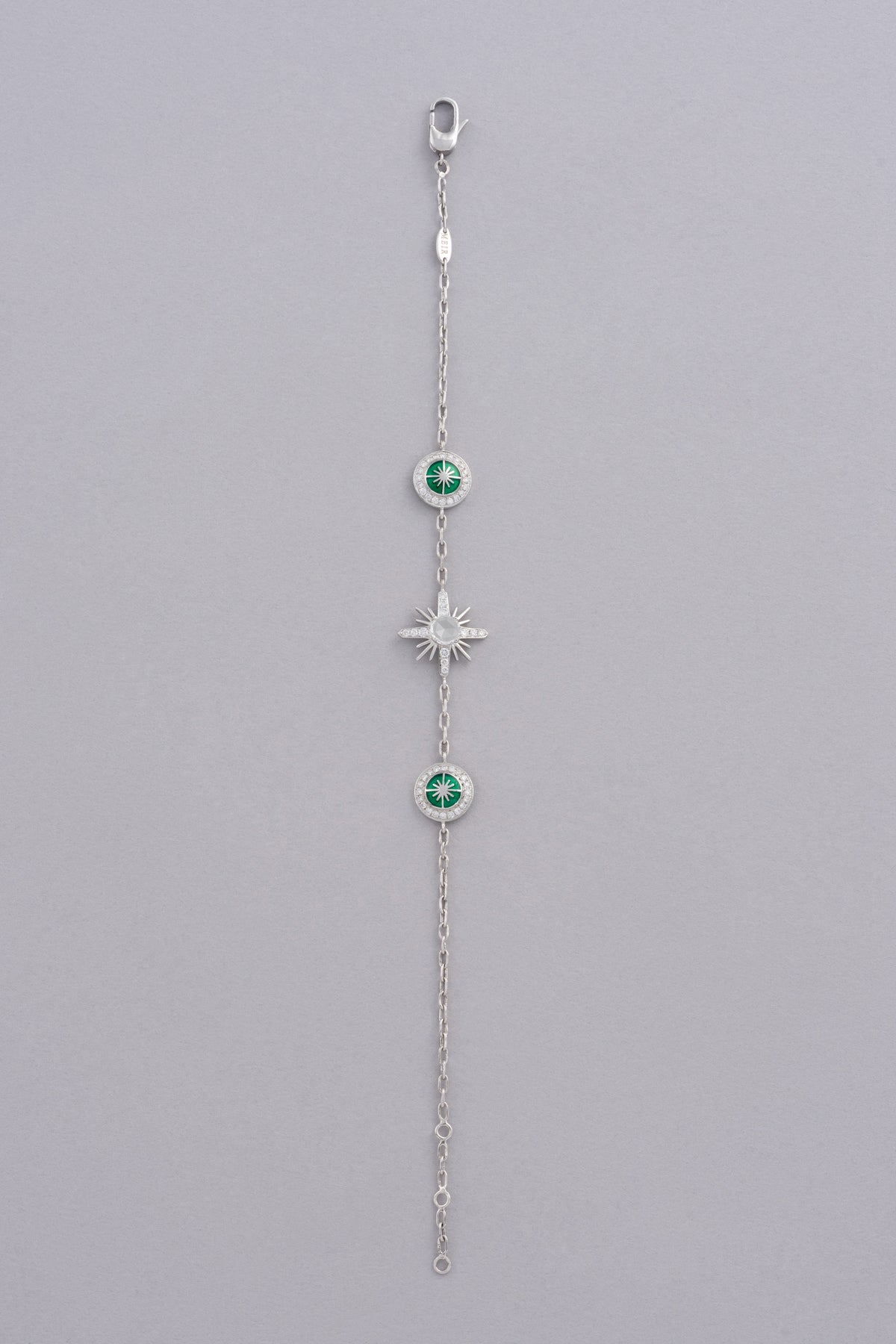 CROWN Medallion Bracelet, White Gold, Rose-cut Diamonds and Ceramic Enamel