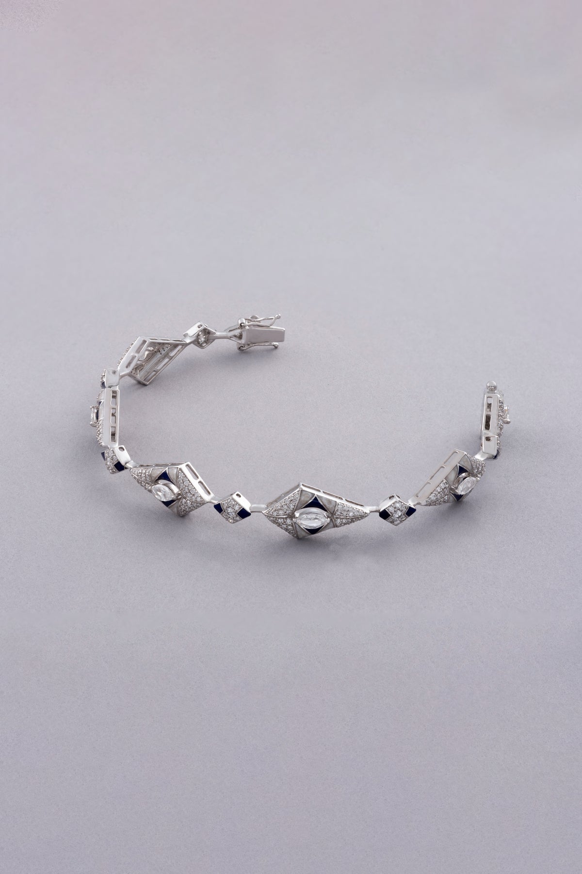 PRISM Deco Bracelet, White Gold, Rose-cut Diamonds and Ceramic Enamel