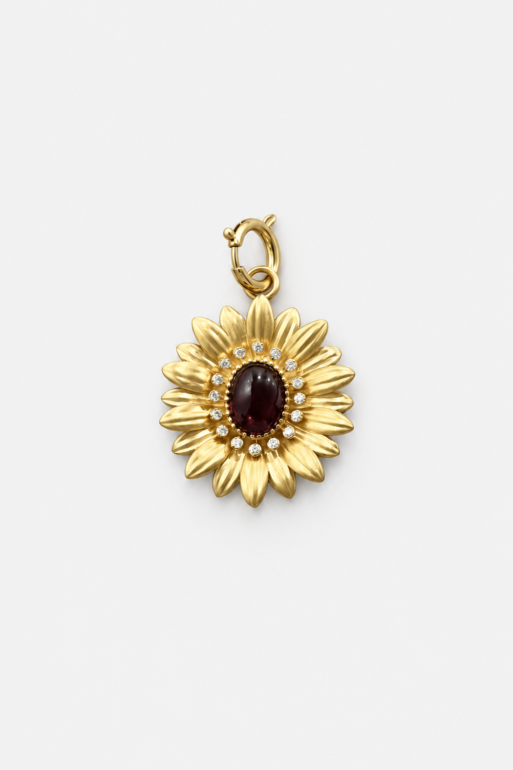 FLUTTER Daisy Pendant, Yellow Gold, Diamonds and Ruby