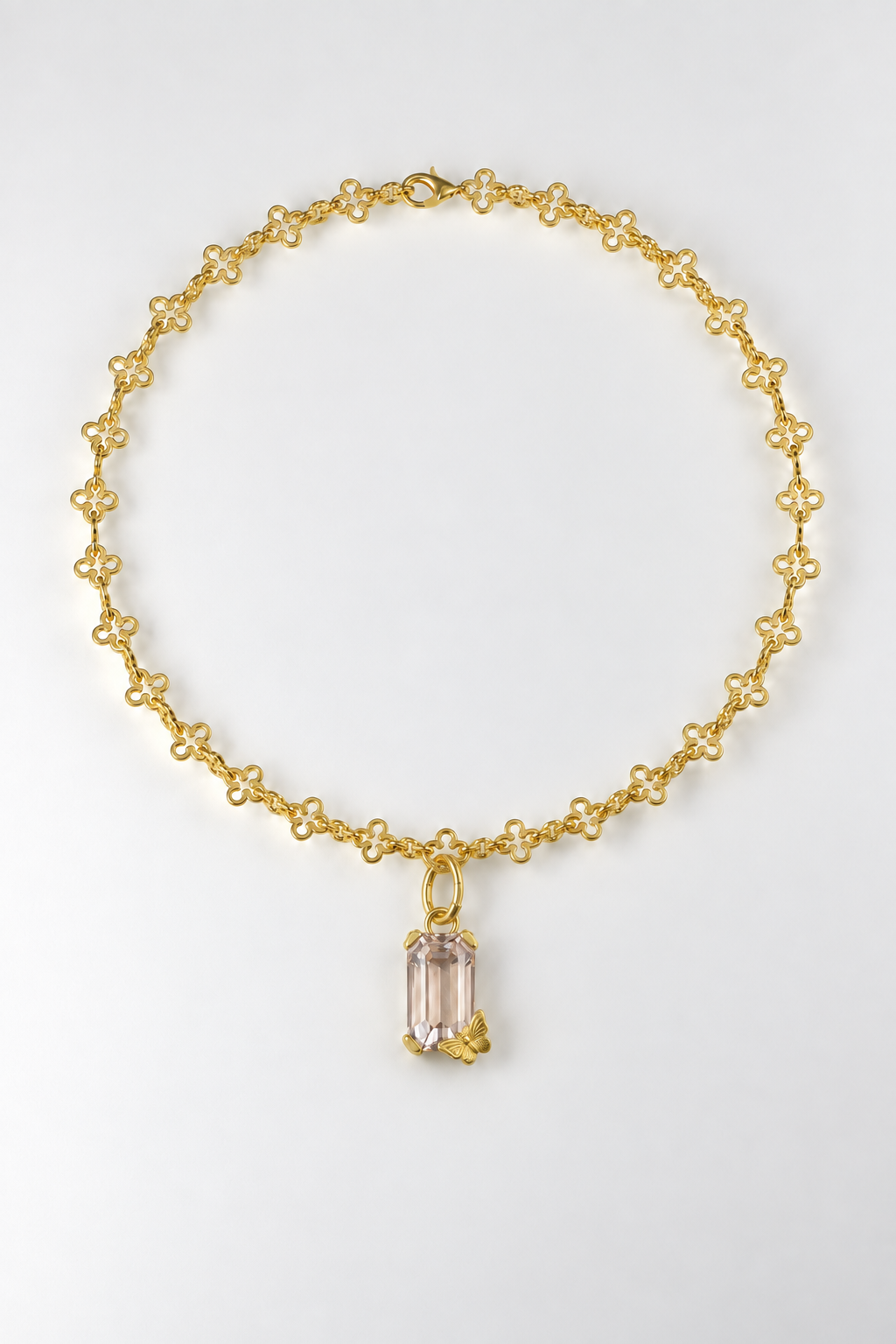 FLUTTER Butterfly Kunzite Pendant, Yellow Gold and Kunzite