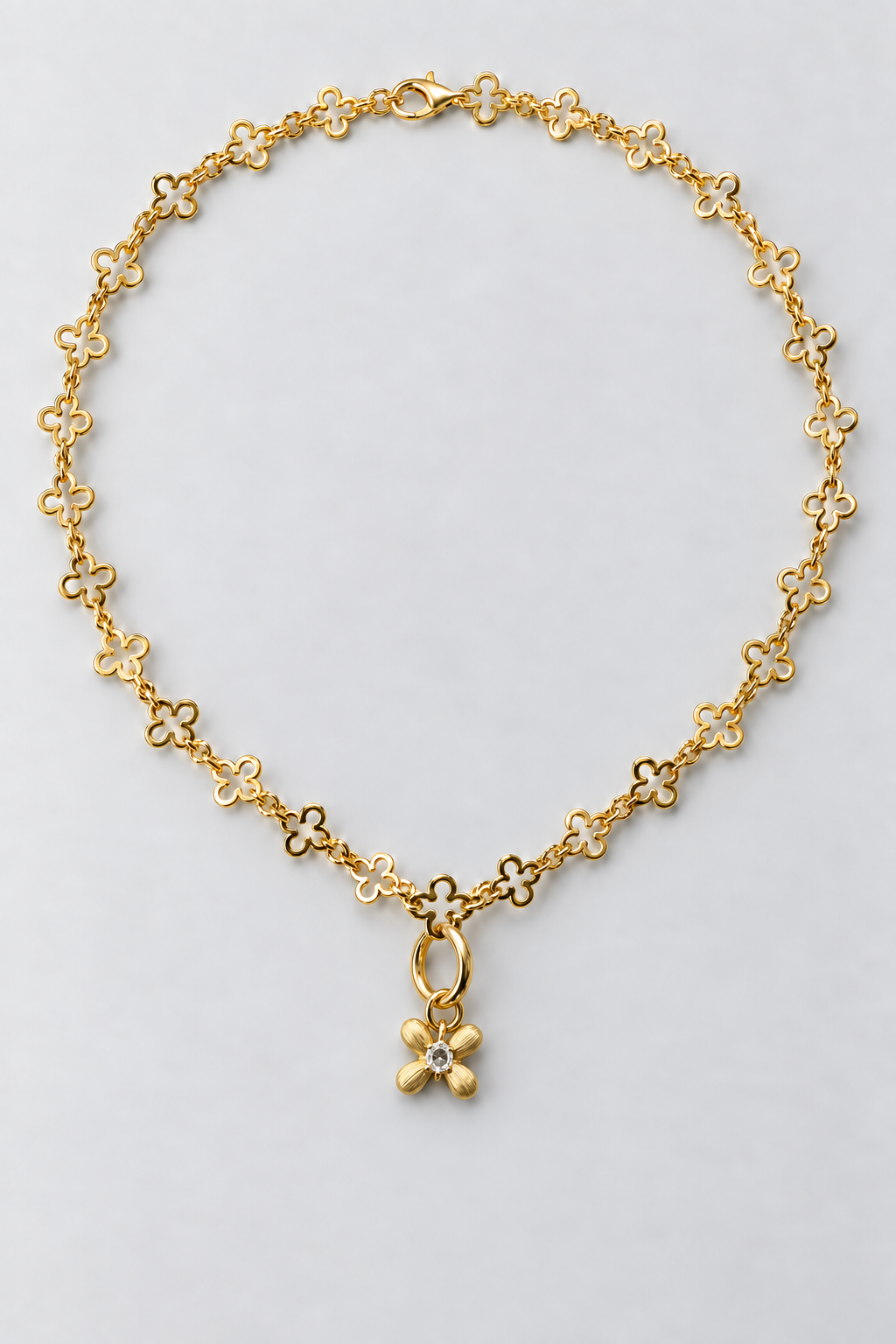 FLUTTER Petal Pendant, Yellow Gold, Rose-cut Diamonds and Ceramic Enamel