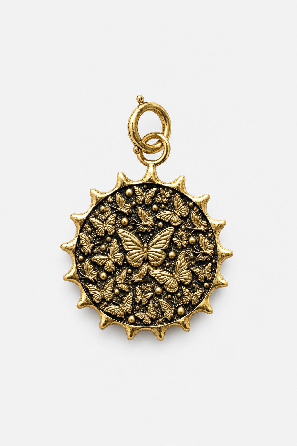 FLUTTER Butterfly Swarm Pendant, Yellow Gold and Miniature Painting