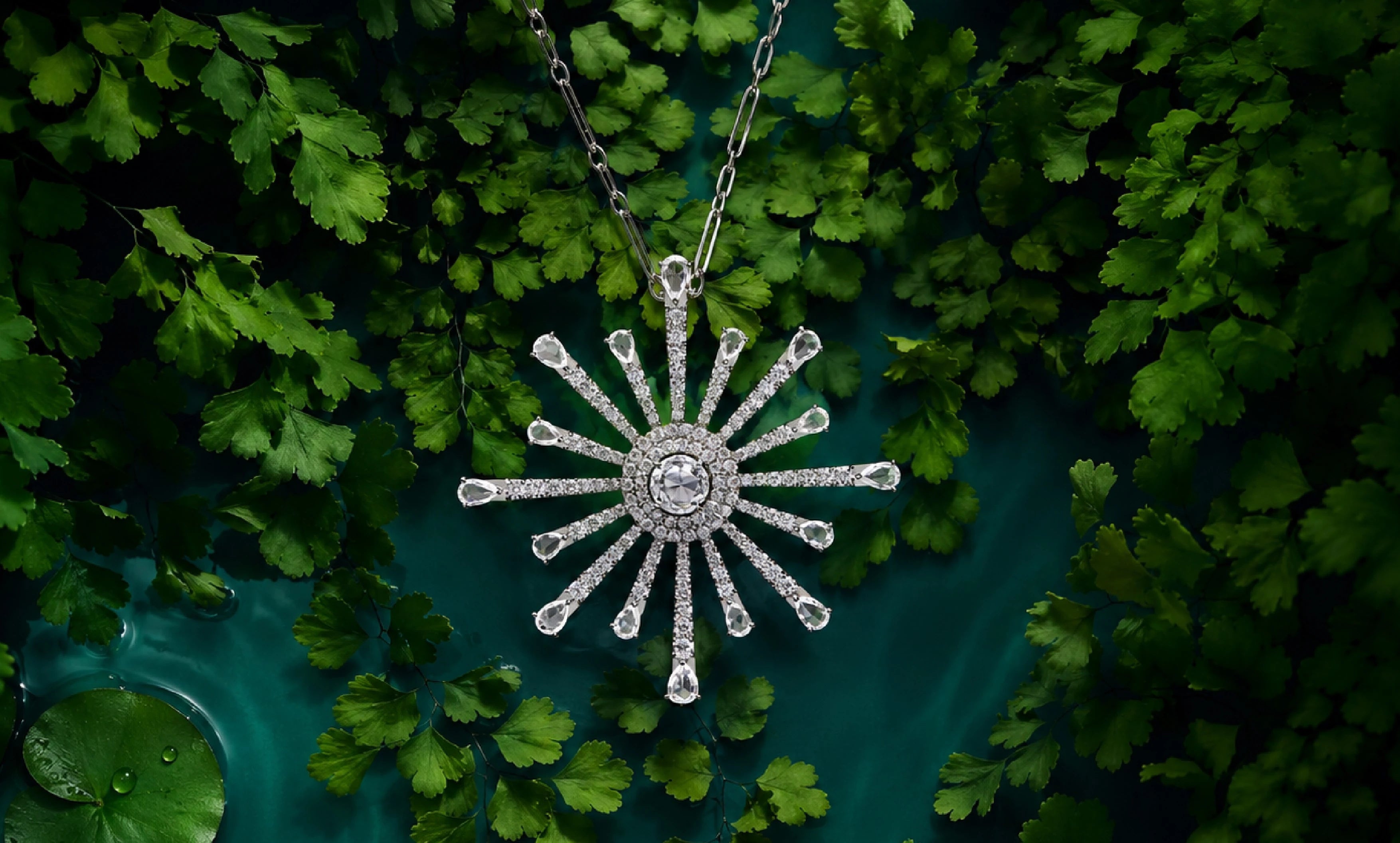 MEIR jewellery surrounded by fresh greenery