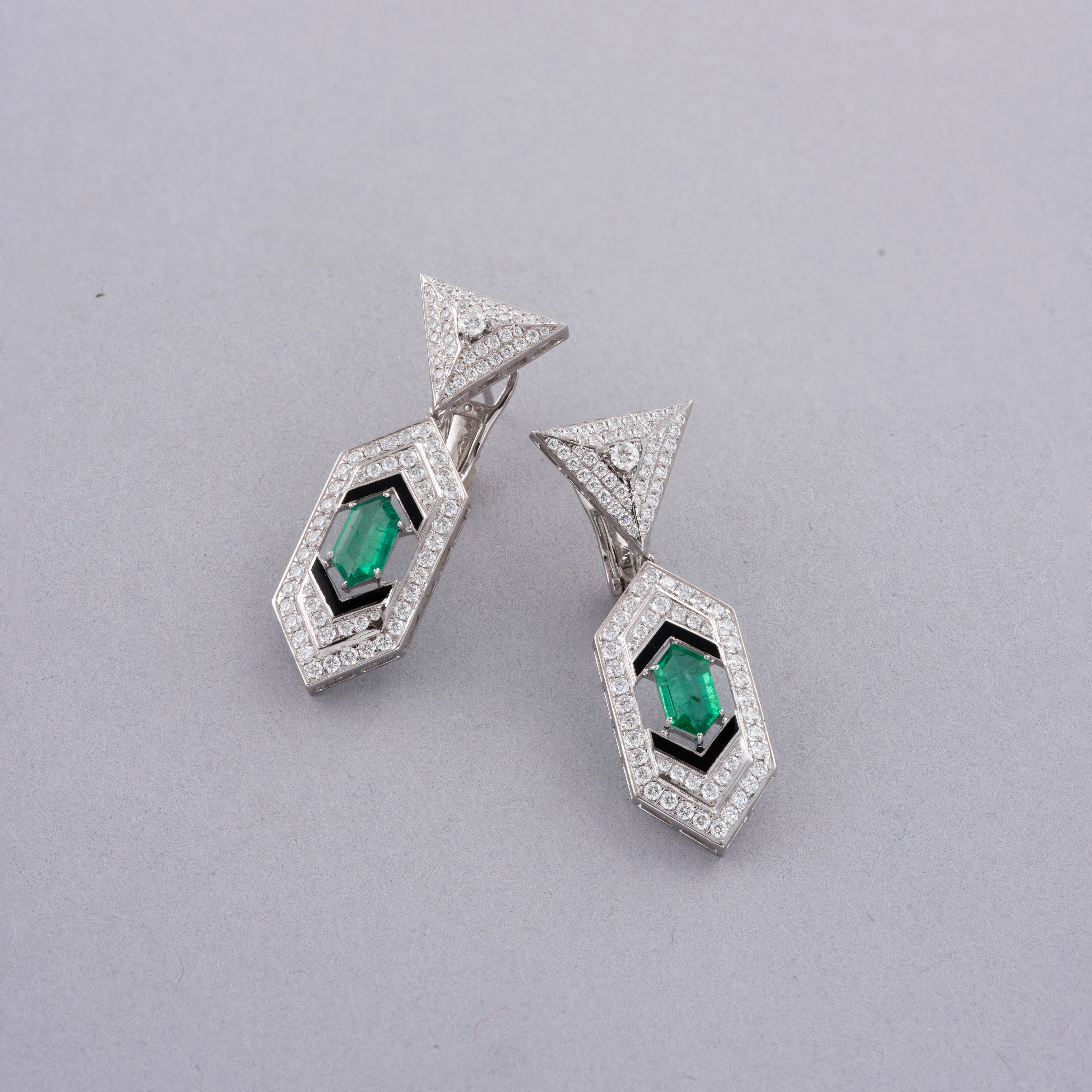 MEIR emerald earring worn