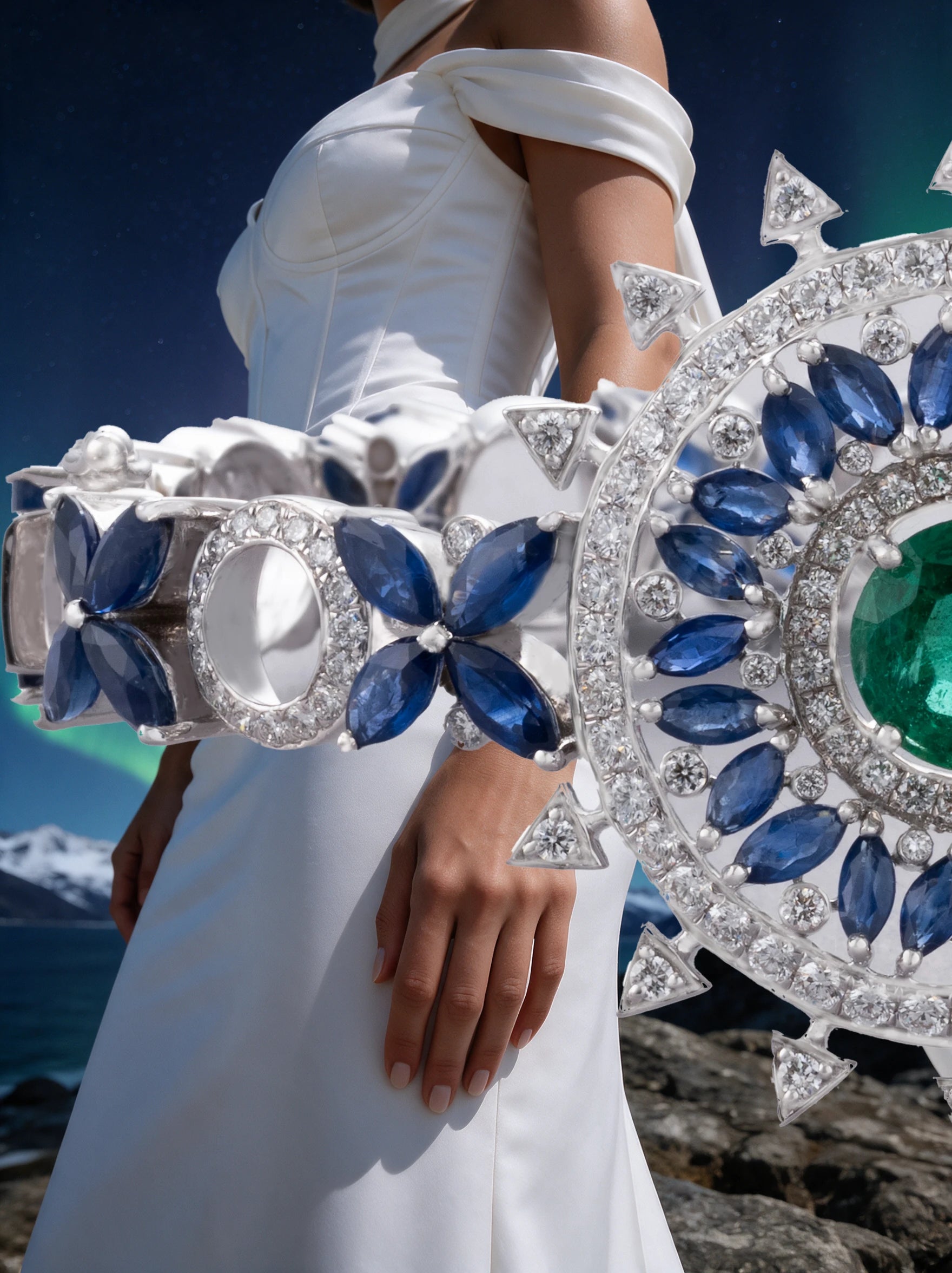 MEIR blue sapphire and emerald jewellery