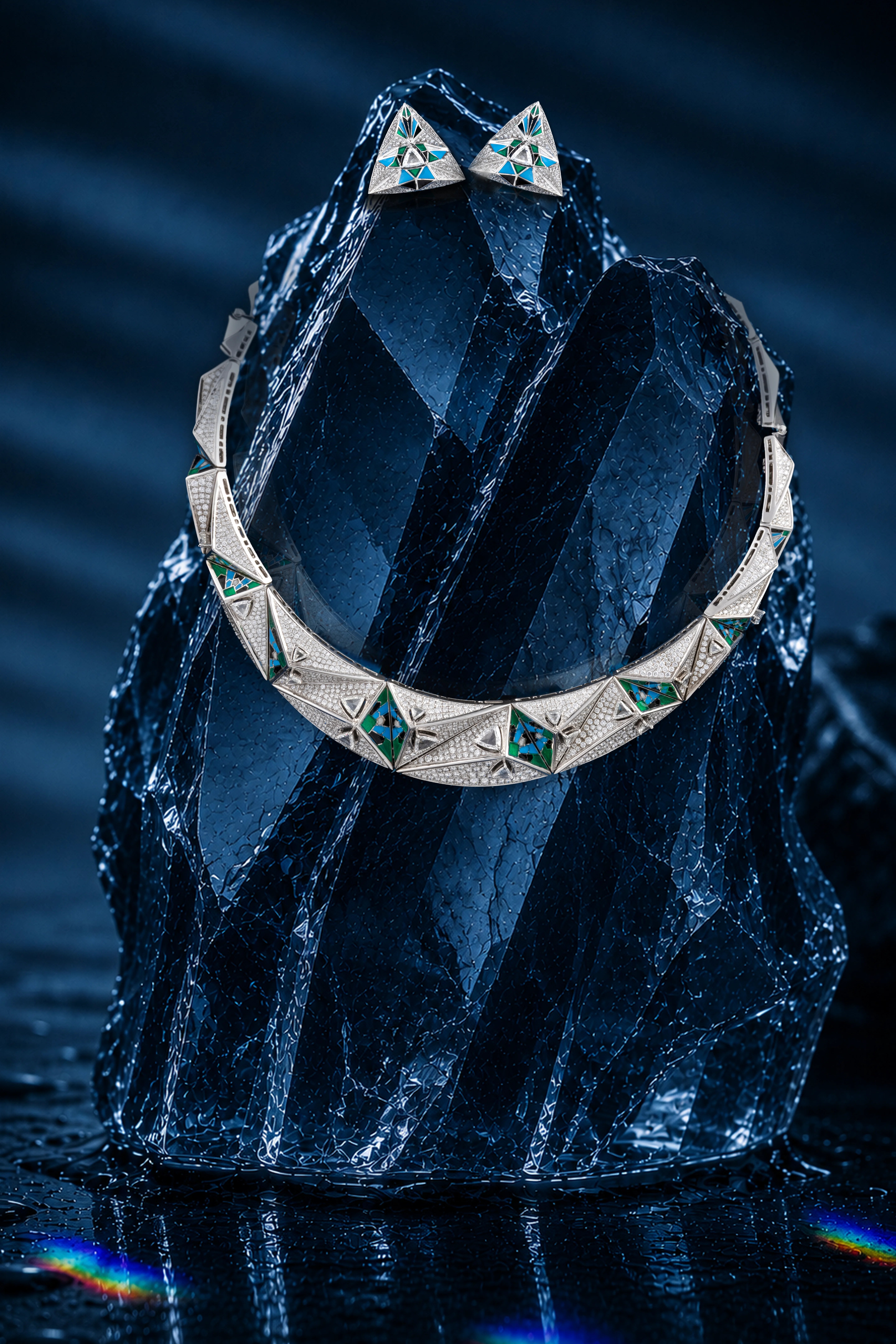 MEIR Prism jewellery on black crystal